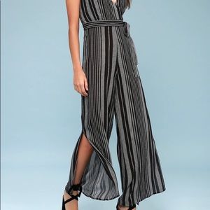 Jumpsuit open leg V neck
